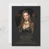 Foto Zwart en Goud Script 30e verjaardag Kaart (Voorkant)