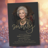 Foto Zwart en Goud Script 70e verjaardag Kaart