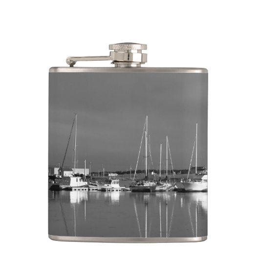 foto zwart en wit, boten heupfles (Voorkant)