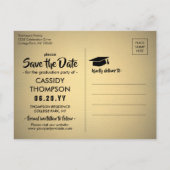 Foto zwart & Gold modern Afstuderen Bespaar de dat Briefkaart (Achterkant)