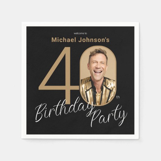 Foto Zwart Goud 40e verjaardag Servet (Voorkant)
