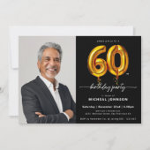 Foto Zwart Goud 60e verjaardag Kaart (Voorkant)