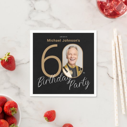 Foto Zwart Goud 60e verjaardag Servet (Insitu)