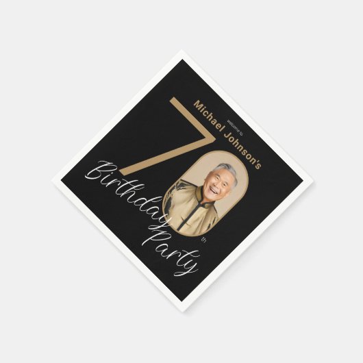 Foto Zwart Goud 70e verjaardag Servet (Hoek)