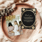 Foto Zwart Goud Celestial Crescent Moon Bridal Bedankkaart