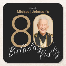 Foto Zwart Goud Elegant Custom 80th Birthday