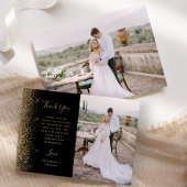 Foto Zwart Goud Glitter Script Wedding Bedankkaart