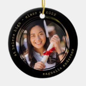 Foto Zwart Goud School College Afstuderen Keramisch Ornament (Voorkant)