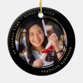 Foto Zwart Goud School College Afstuderen Keramisch Ornament (Achterkant)