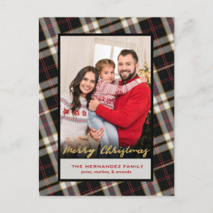 Foto Zwart Grijs Geplakt Goud Script Kerst Feestdagenkaart