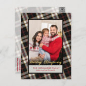 Foto Zwart Grijs Geplakt Goud Script Kerst Feestdagenkaart (Voorkant / Achterkant)