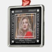 Foto zwart | Grijze klasse 2023 Afstuderen Metalen Ornament (Links)