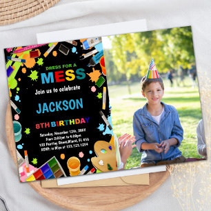 Foto Zwart Jurk voor Mess Paint uitnodigingen