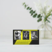 Foto Zwart Neon Geel Personal Trainer Fitness Visitekaartje (Staand voorkant)