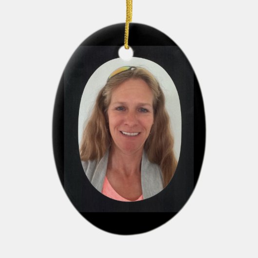 Foto zwart ovaal Lijst toevoegen Keramisch Ornament (Voorkant)