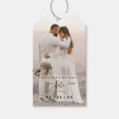 Foto, Zwart Script Overlay, Bruiloft Opslaan van d Cadeaulabel (Voorkant)