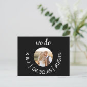 Foto Zwart We Do Wedding Save the Date Briefkaart (Staand voorkant)