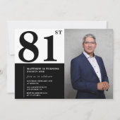 Foto zwart-wit 81e verjaardag uitnodiging (Voorkant)