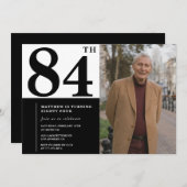 Foto zwart-wit 84e verjaardag uitnodiging (Voorkant / Achterkant)