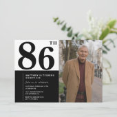Foto zwart-wit 86e verjaardag uitnodiging (Staand voorkant)