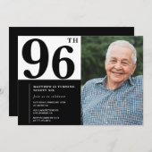 Foto zwart-wit 96e verjaardag uitnodiging (Voorkant / Achterkant)