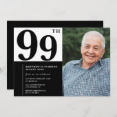 Foto zwart-wit 99e verjaardag uitnodiging (Voorkant / Achterkant)