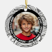 Foto - Zwart Wit Abstract Rand - Retro tekst Keramisch Ornament (Voorkant)