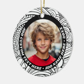 Foto - Zwart Wit Abstract Rand - Retro tekst Keramisch Ornament (Links)