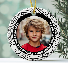 Foto - Zwart Wit Abstract Rand - Retro tekst Keramisch Ornament