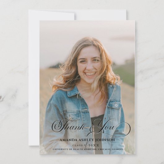 Foto Zwart Wit Afstuderen Bedankkaart (Voorkant)