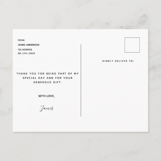 Foto zwart wit afstuderen dank u briefkaart (Achterkant)