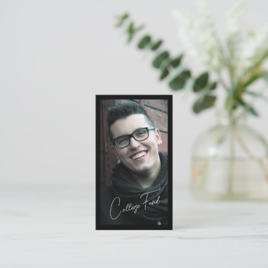 Foto Zwart Wit Afstuderen QR Code College Fund Informatiekaartje (Staand voorkant)