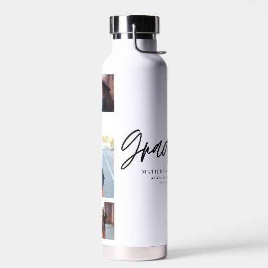 Foto zwart wit afstuderen script modern elegant waterfles (Links)