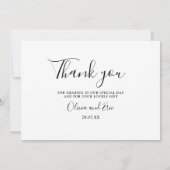 Foto zwart-wit bruiloft bedankje bedankkaart (Achterkant)