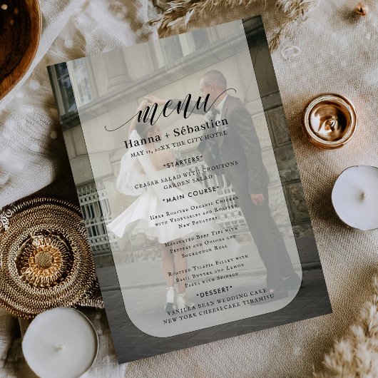 foto zwart-wit bruiloftsmenu menu