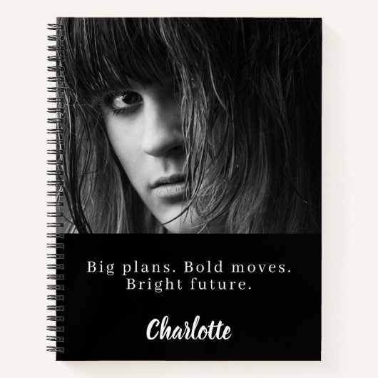 Foto zwart-wit citaat jonge professional notitieboek (Voorkant)