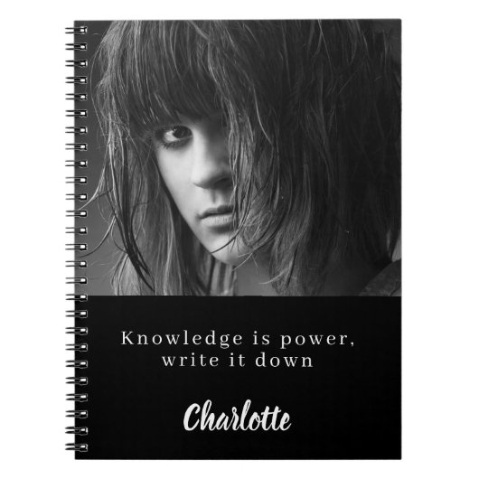 Foto zwart wit citaat student notitieboek (Voorkant)