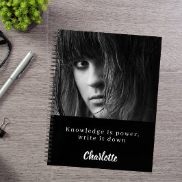 Foto zwart wit citaat student notitieboek