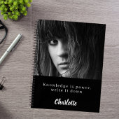 Foto zwart wit citaat student notitieboek