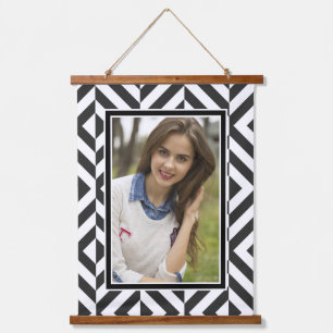 Foto Zwart & Wit Diamant Patroon Hangend Wandkleed