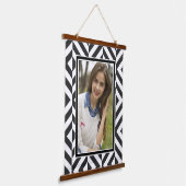 Foto Zwart & Wit Diamant Patroon Hangend Wandkleed (Gebogen)