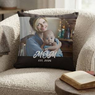 Foto Zwart Wit Elegante Script Moeder Opgericht Kussen