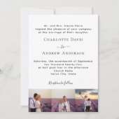 Foto zwart wit formele QR code RSVP bruiloft Kaart (Voorkant)