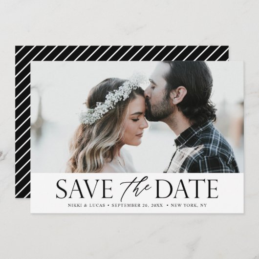 Foto zwart-wit, gemengde afbeelding save the date (Voorkant / Achterkant)