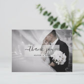  Foto Zwart & Wit Huwelijk Bedankkaart (Staand voorkant)