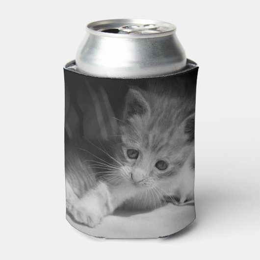 Foto zwart-wit Kitten Blikjeskoeler (Blikje Voorkant)