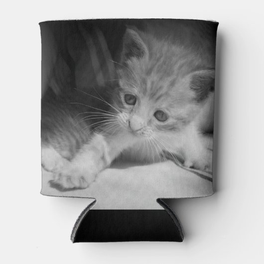 Foto zwart-wit Kitten Blikjeskoeler (Voorkant)