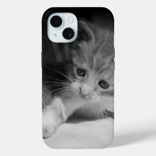 Foto zwart-wit Kitten iPhone 15 Case