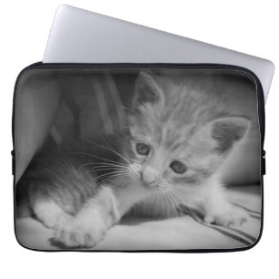 Foto zwart-wit Kitten Laptop Sleeve