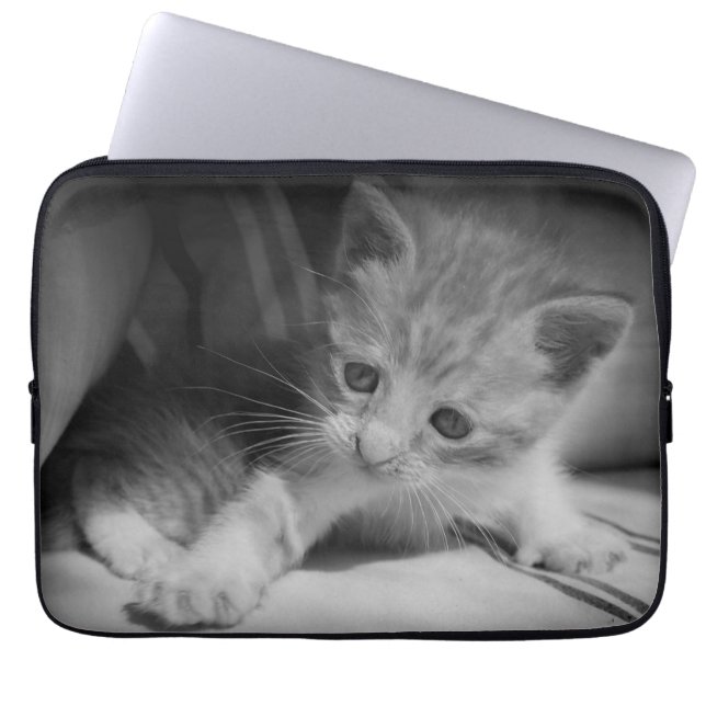 Foto zwart-wit Kitten Laptop Sleeve (Voorkant)